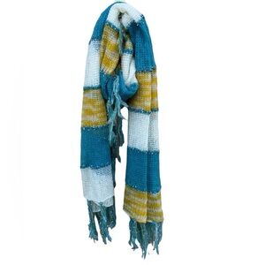 Wild Blue & Yellow Striped Scarf